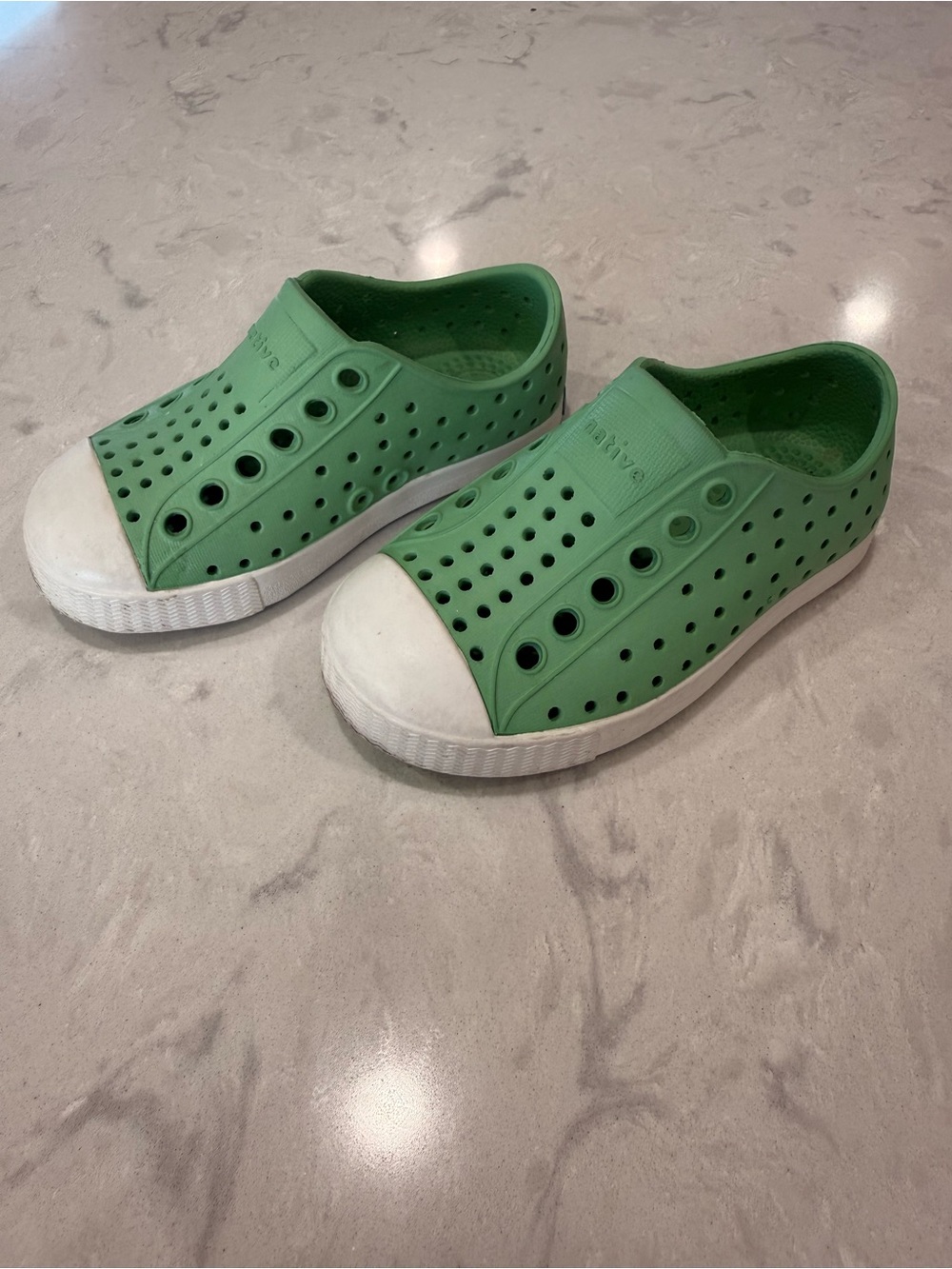Native Kids Water Shoes — Mint Green with White Toe